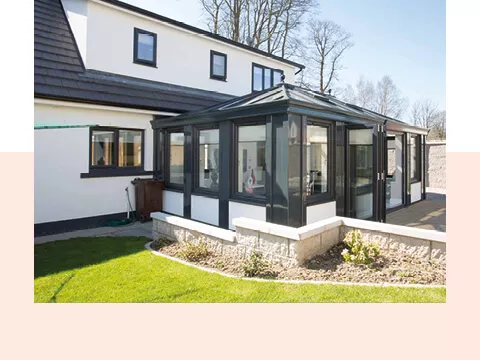 A black and white conservatory