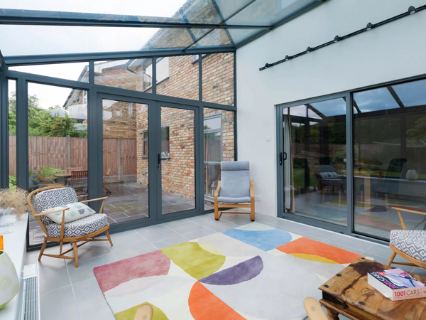 Grey Aluminium Lean-To Conservatory