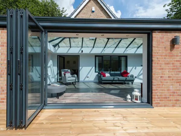 Grey Conservatory with Bi-Fold Doors