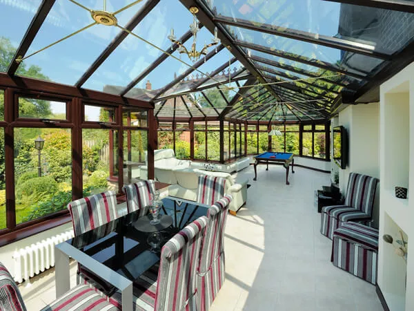 T-Shaped Conservatory in Mahogany